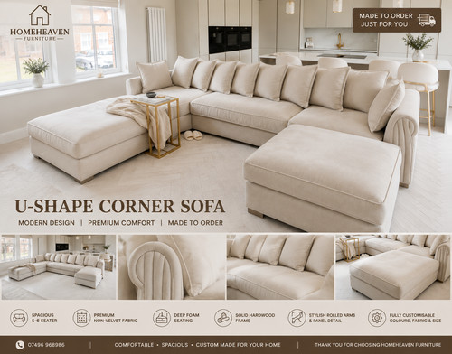 Shape corner cream velvet - u-shape,