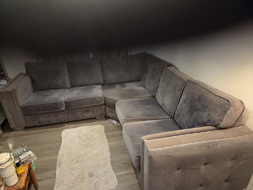 Grey velvet shape corner - l-shape,