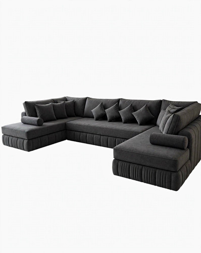 Charcoal grey shape corner - u,