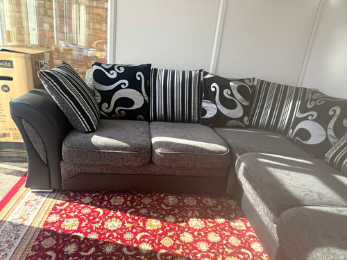 Grey fabric corner sofa - grey,
