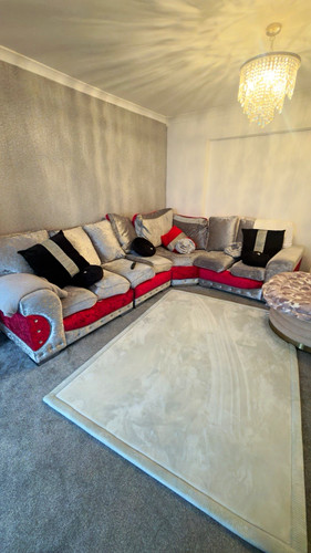 Grey red velvet corner l - &,