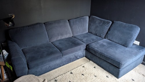 Blue corner shaped sofa - corner,
