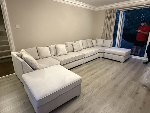 Beige velvet shaped corner - beige, l-shaped