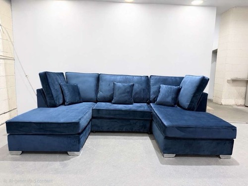 Large navy blue crushed - , velvet