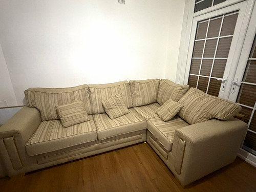 Beige striped fabric corner - striped,