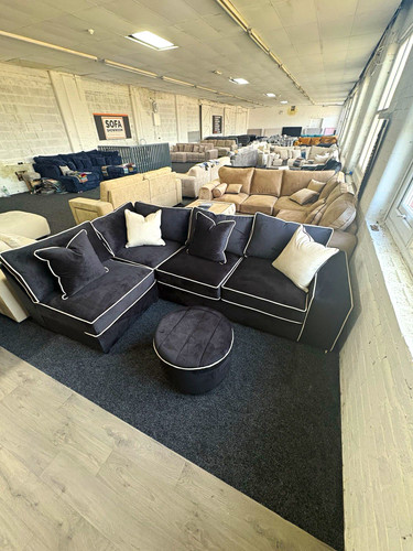 Black velvet corner sofa white - black,