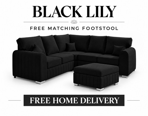 Large corner black lily sofa - corner,