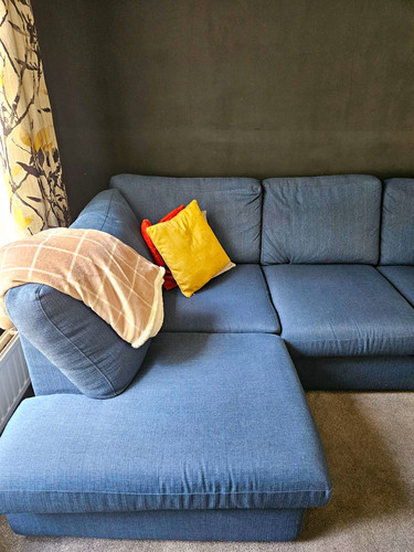 Dfs blue fabric corner sofa - blue,