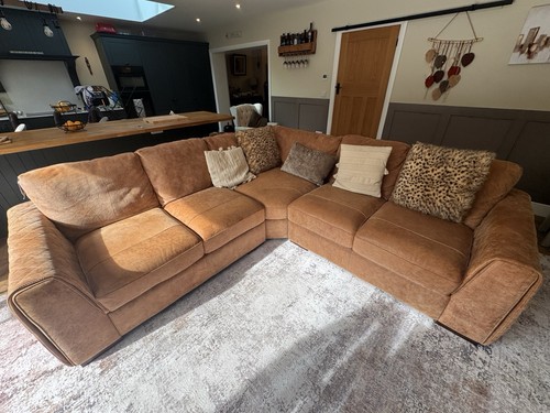 Brown fabric corner sectional - fabric,