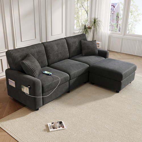 Shaped corner sofa dark grey - shaped,
