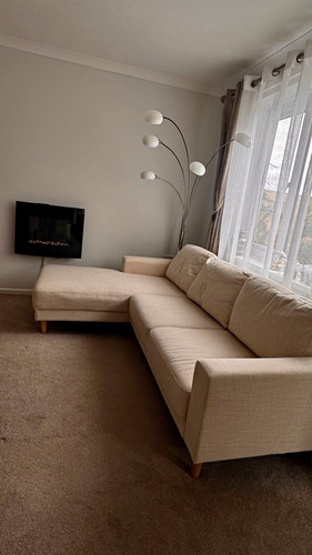 Beige fabric shaped - beige, corner