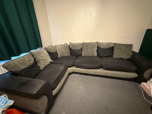 Black grey suede corner - corner, sofa