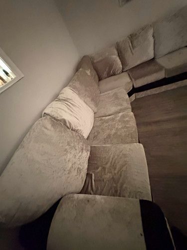 Grey velvet corner sofa - corner,