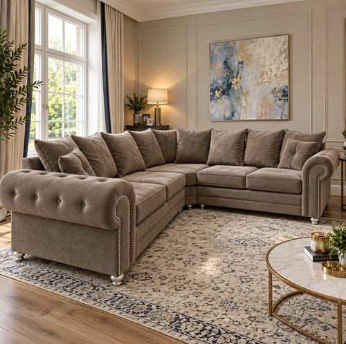 Rahman sofas grey velvet - sofas,
