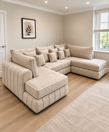 Beige plush shaped - u-shaped, corner