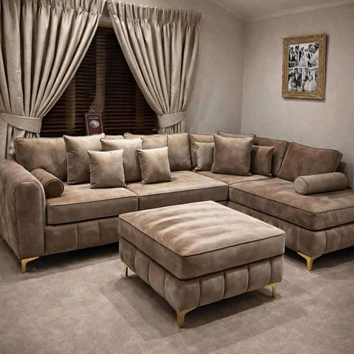 Beige shape corner sofa with - beige,
