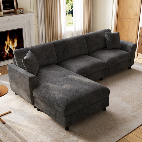 Shaped corner sofa grey - sofa,