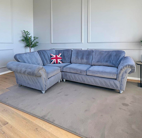 Kilburn grey velvet corner - velvet,