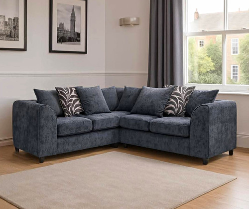 Grey velvet corner sofa - velvet,